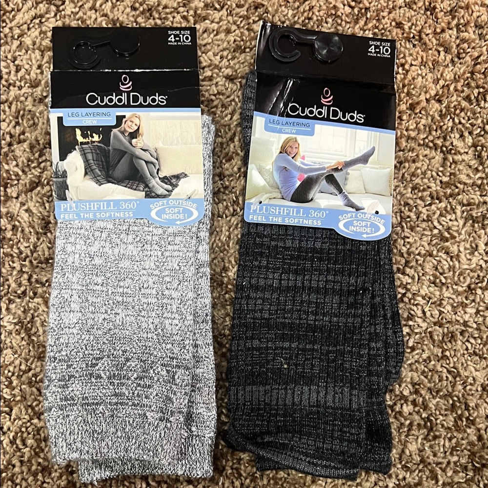 Cuddl Duds Men's Plushfill Socks - Light Gray and Dark Gray